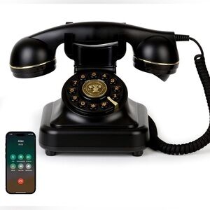 Vintage Bluetooth Phone, Retro Desk Telephone with Gold Accents